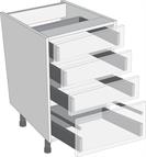 Antaro Metallic Grey 400mm Cabinet Pack, 3 Cutlery &amp; 1 Pan Drawer