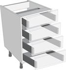 Antaro Metallic Grey 500mm Cabinet Pack, 4 Cutlery Drawers