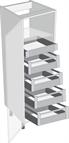Antaro Metallic Grey 500mm Tall Cabinet Pack, 1 Cutlery &amp; 4 Pan Drawers