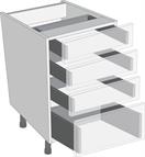 Legrabox Orion Grey 450mm Cabinet Pack, 3 Cutlery &amp; 1 Pan Drawer
