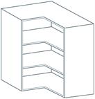 600 x 600 x 720mm L Shaped Corner Wall EasyCab Kitchen Cabinet in Light Grey