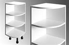 White curved unit for Quadro Curved Door 720 x 296 x 296mm (Flat Pack)